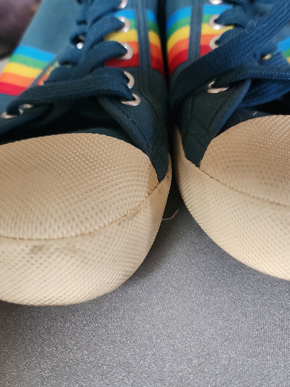 Gola Blue Canvas Sneakers with Rainbow Stripe - Picture 7 of 8